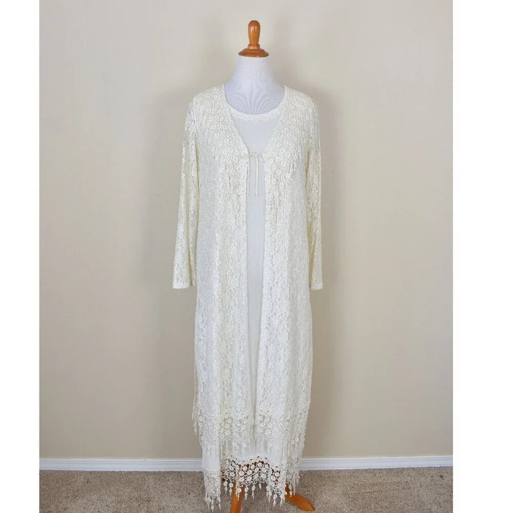 Vintage Magnet Art Lynn Yang Gauze Lace Dress and Jacket - M - Picture 1 of 14